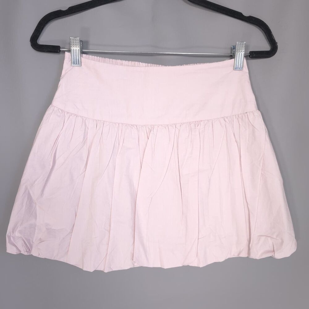 AMERICAN EAGLE Womens New Bubble Hem Mini Skirt Pink XS Smocked 100% Cotton